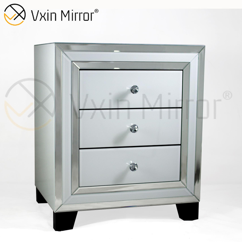Modern Bedroom Furniture Mirored Bedside Table Sofa Corner with Drawers Customized WXF-787