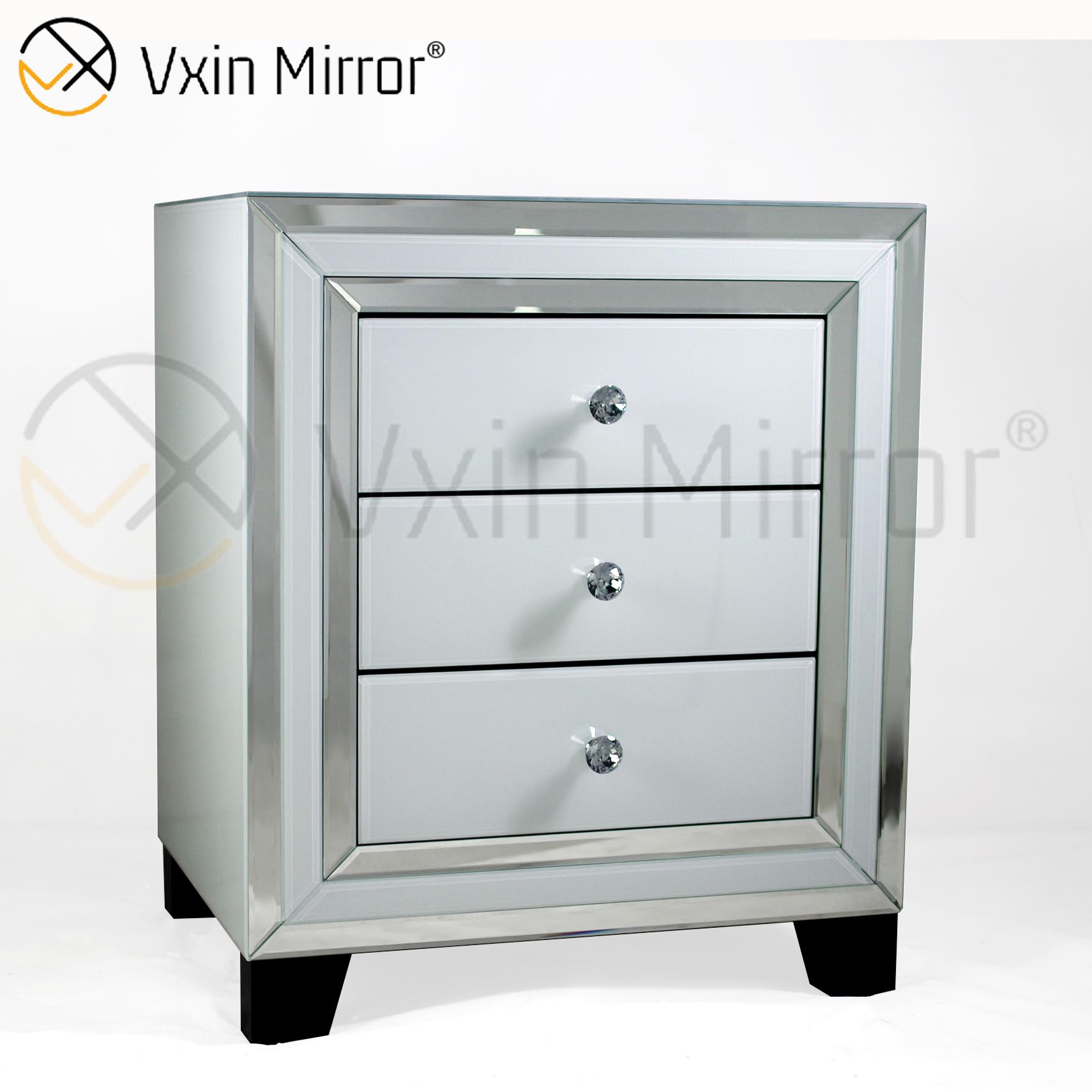 Modern Bedroom Furniture Mirored Bedside Table Sofa Corner with Drawers Customized WXF-787