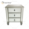 Factory Supply WXF-074 Golden Bedroom Furniture Luxury Nightstand With 3 Drawers Mirrored Bedside Table