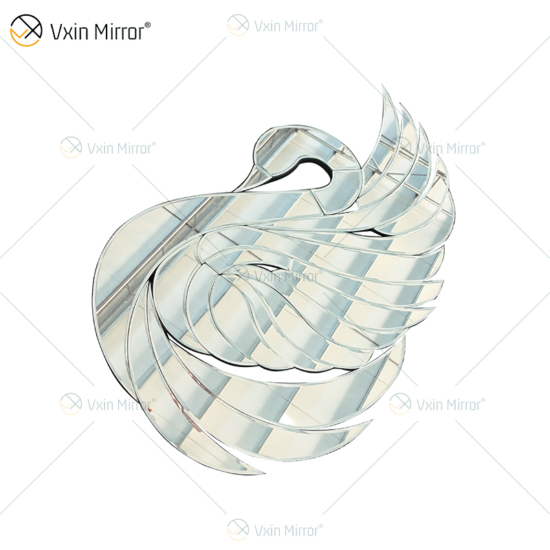 Noble Glass Mirrored Custom Swan Modern Lobby Home Wall Decoration Hot Sale Mirror Wall Art Home Decor for Sofa SetWXM-2508