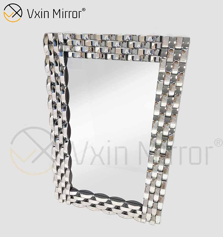 Wall Decoration Silver Curved Glass Wall Hanging Mirror