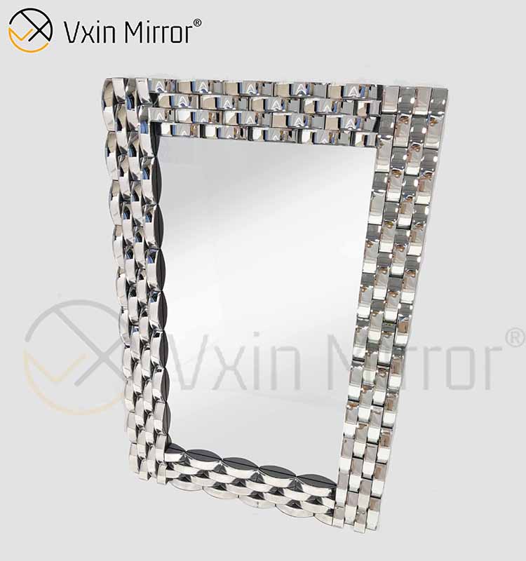 Wall Decoration Silver Curved Glass Wall Hanging Mirror
