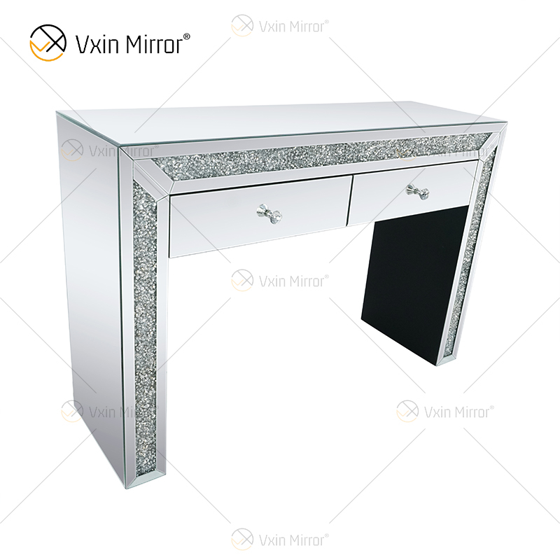 Home Decor WXF-720 Crushed Diamond Dressing Mirrored Corner Chest With 2 Drawers