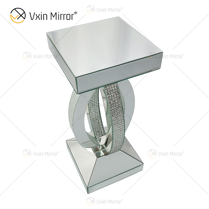 Avonlea Square Lower Shelf Clear Mirror End Table Mirrored Bedside Table Modern Living Room Sofas Furniture WXWF-293