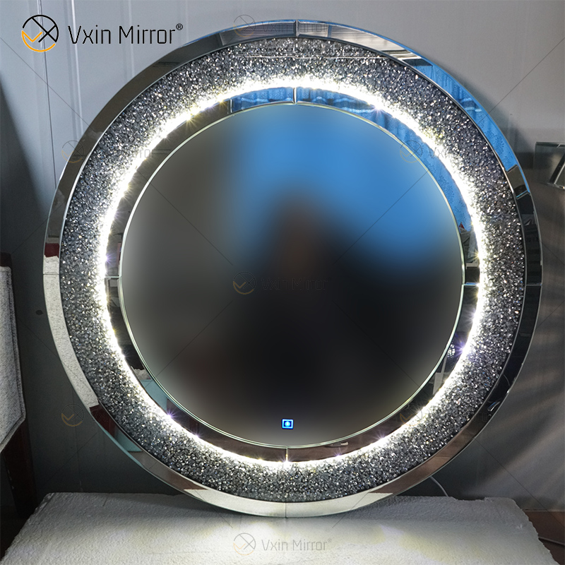 Custom Size 3 Colors LED Mirrored Modern Console Table with Mirror Touch Screen Function