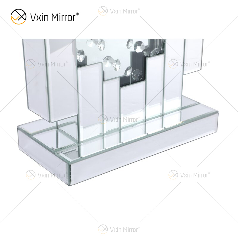 Factory Supply WXTL-144 Modern Silver Crystal Table Mirror Lamp with Lampshade For Bedroom