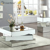 Vxin WXF-2138 3D Sparkling Crushed Diamond Geometry Mirrored Coffee Table Silver Covered with Diamonds