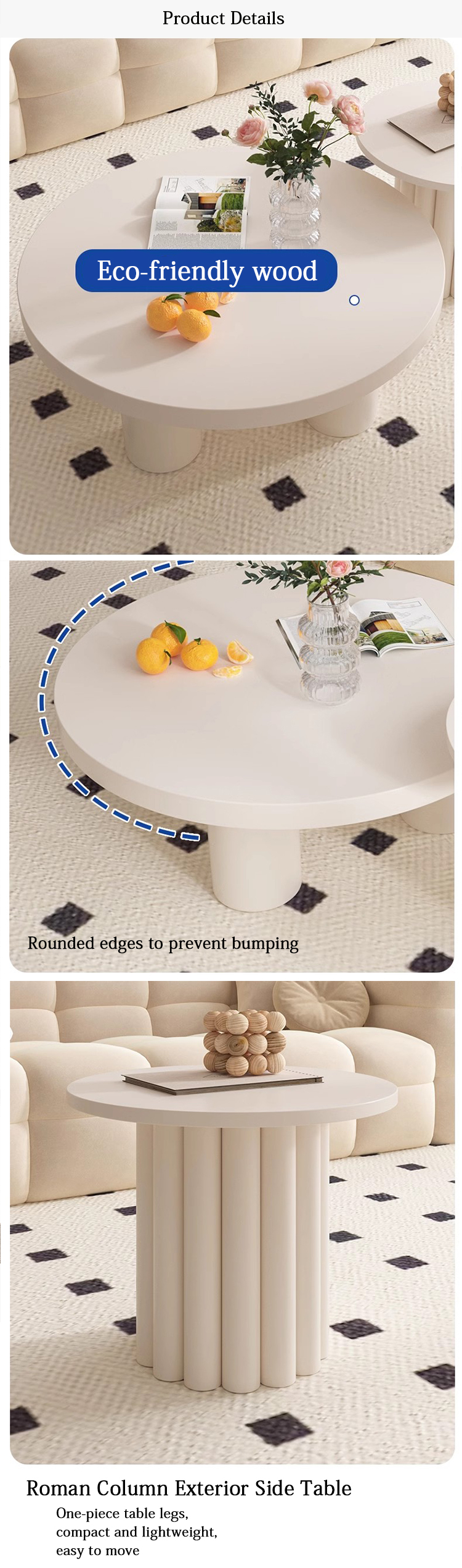 Cream Floral Coffee Table