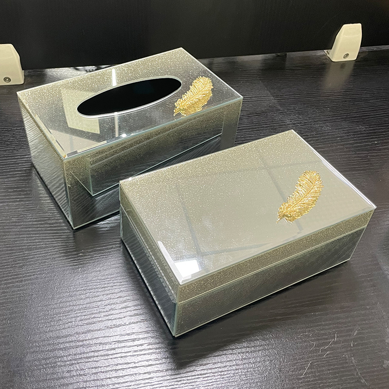 Glitter Mirror Glass Tissue Box