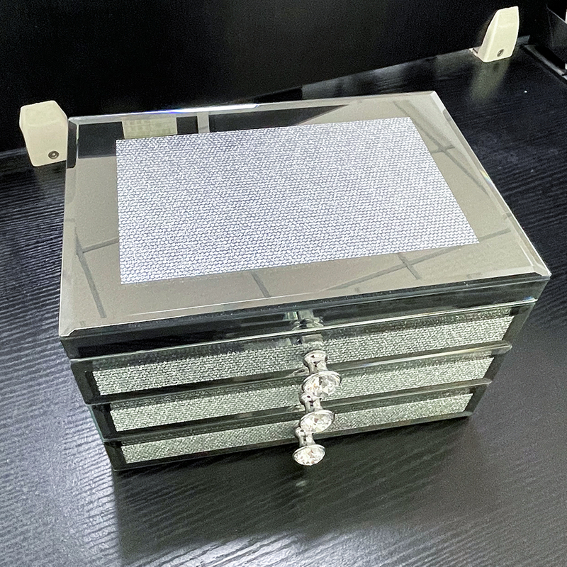 Crystal diamond mirror jewelry box