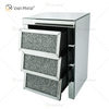 Vxin Mirror WXF-116 Silver Crystal Nightstand Bevel Mirrored Bedside Table With 3 Drawer for Bedroom