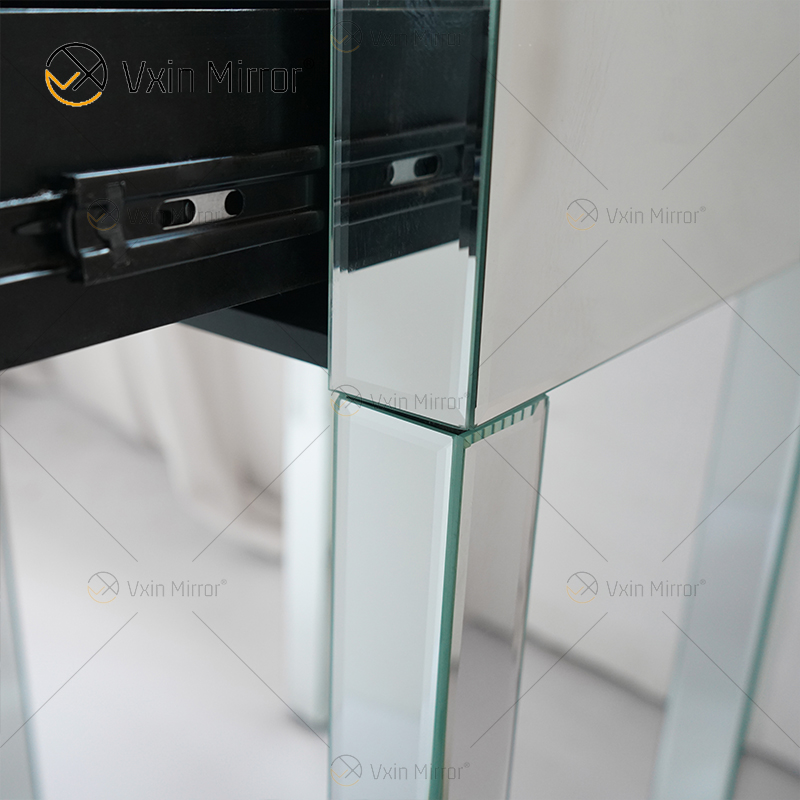 Vanity Modern WXF-046 Silver Furniture Crystal Nightstand With 1 Drawers Mirrored Bedside Table