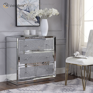 Good Quality Silver WXF-1001 Crushed Diamond Nightstand Modern Decor Bedside Table with 3 Drawer