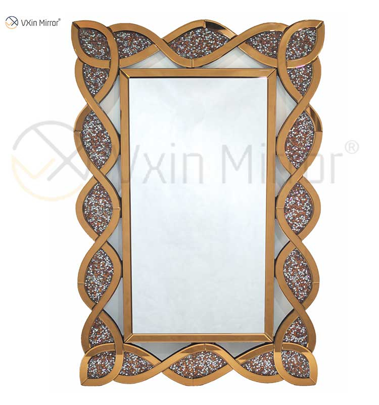 Home Mirrored Furniture Rectangle Console Mirror Crushed Diamond Wall Mirror
