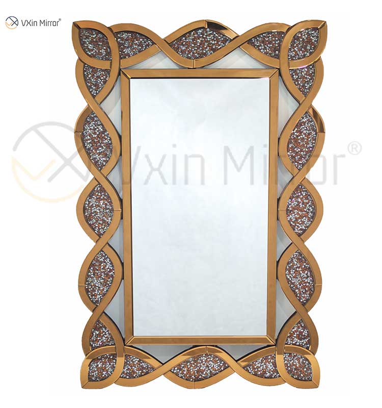 Home Mirrored Furniture Rectangle Console Mirror Crushed Diamond Wall Mirror