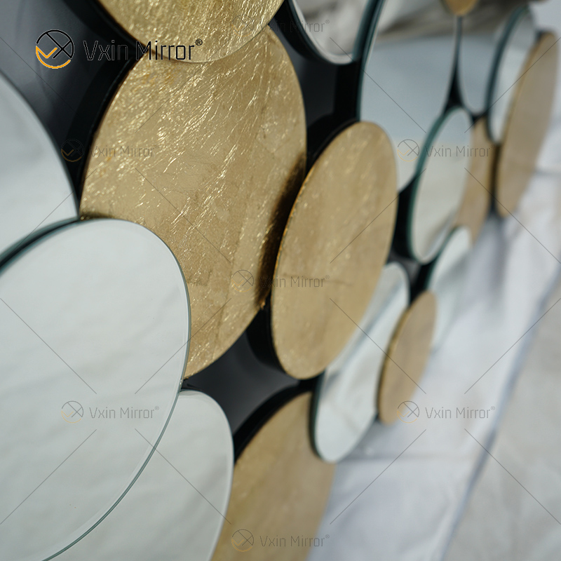 Hot Sale 2000 Pcs WXM-2498 Golden Leaf 3D Luxury Wall Mirror