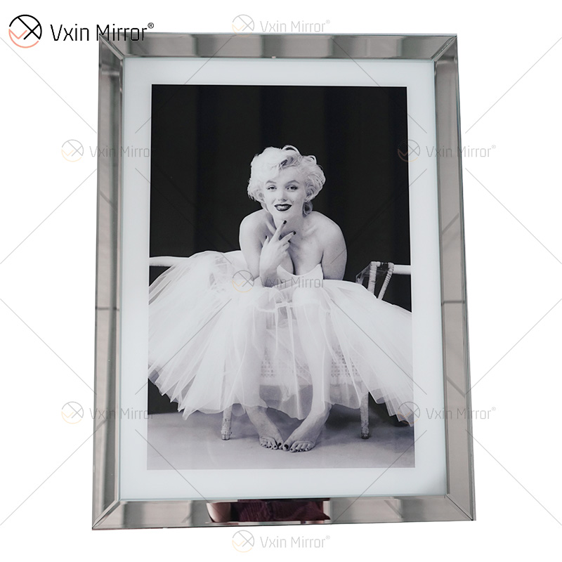 VXin WXPP-19 Home Decor Glass Frame Mirrored Goddess Portrait Wall Art Crystal Porcelain Painting Mirror Wall Art