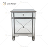 Amazing Quality WXF-873 Champagne Silver Modern Furniture Metal Nightstand With 2 Drawers Mirrored Bedside Table