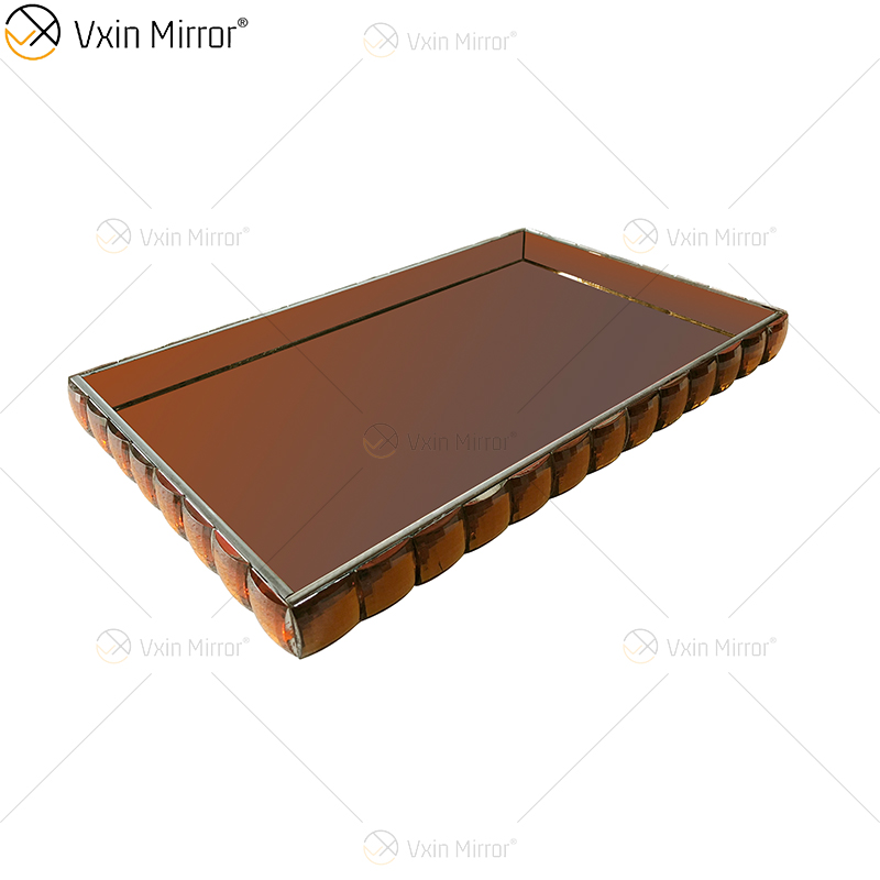 Vxin Mirror WXT-004 Modern Decoration Silver Brown Mirrored Rectangle Jewelry Tray
