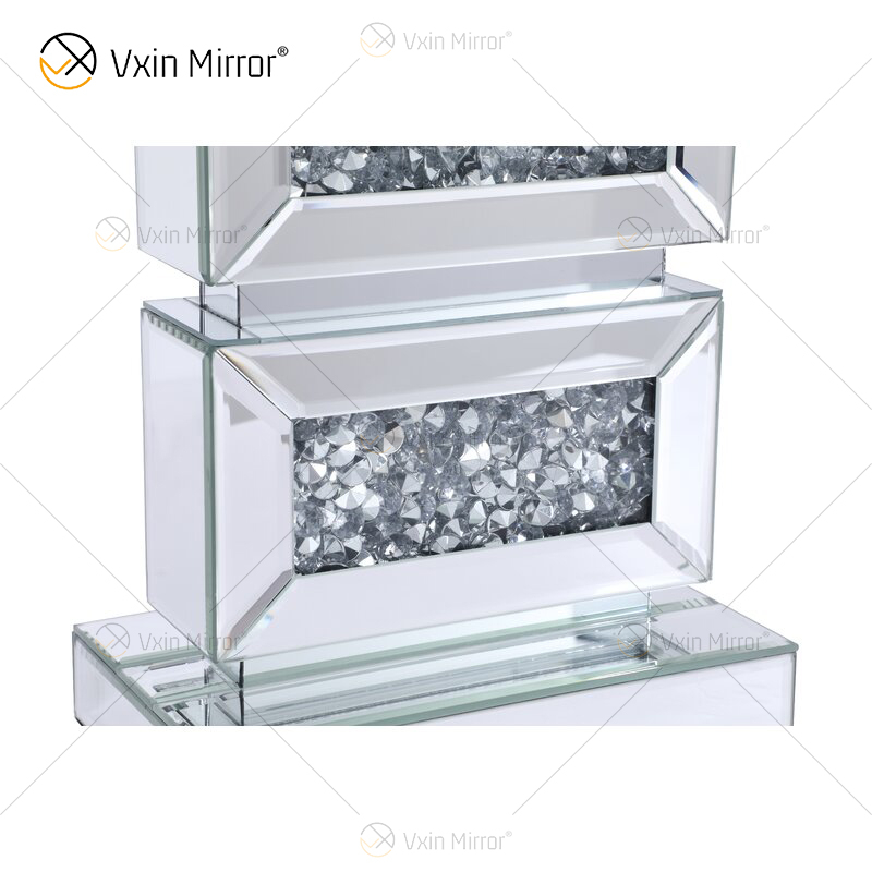 Factory Supply WXTL-141 Modern Silver Crystal Acrylic LED Table Mirror Lamp for Warm Light