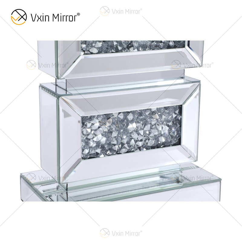 Factory Supply WXTL-141 Modern Silver Crystal Acrylic LED Table Mirror Lamp for Warm Light