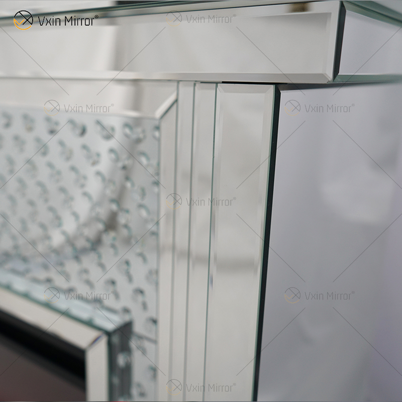Hot Sell WXWF-1097 Sparkle Electric LED Crushed Crystal with Crystal Insert Mirror Fireplace