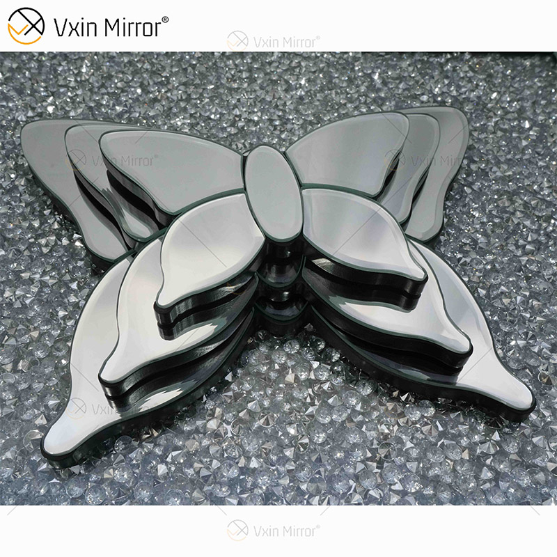 Modern Two Colors Silver Brown Mirrored Butterfly 3d Mirror Wall Art Home Decor Wall Frame in Living Room Furniture WXM-1097