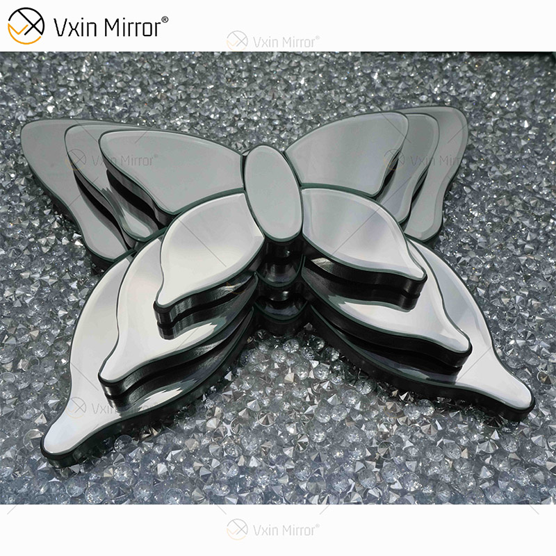 Modern Two Colors Silver Brown Mirrored Butterfly 3d Mirror Wall Art Home Decor Wall Frame in Living Room Furniture WXM-1097