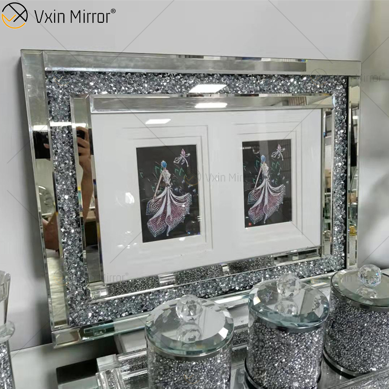 Factory Supply Silver Handmade Hallway Mirror Photo Frame Mirror Wall Art Home Decor for Living Room Sofa Furniture WXPP-16
