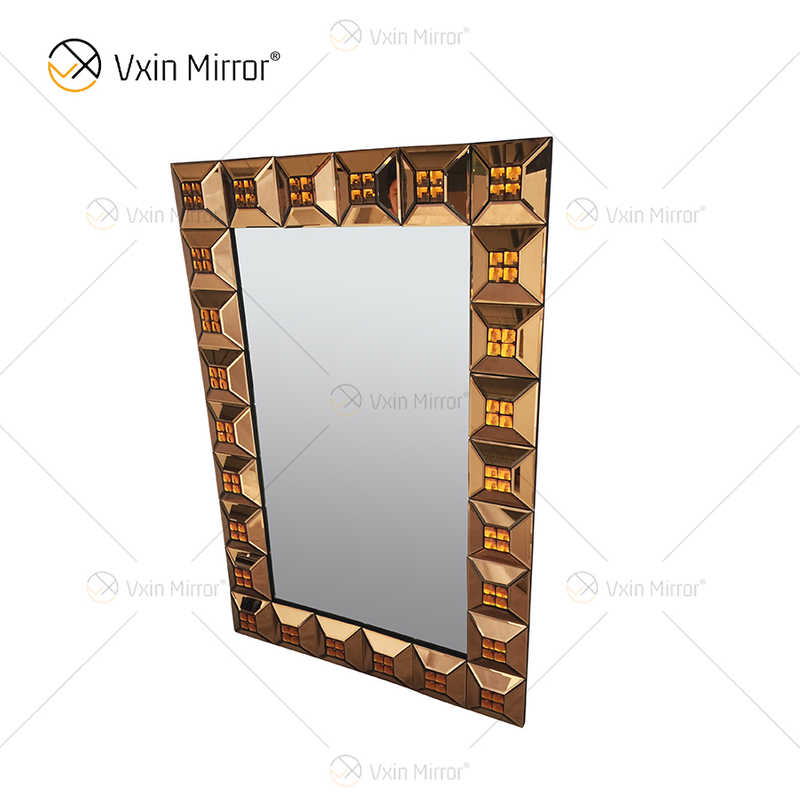 Hot Sale WXM-1118 Wall Decoration Brown Luxury Wall Unique 3d Mirror Wall Hanging Mirror