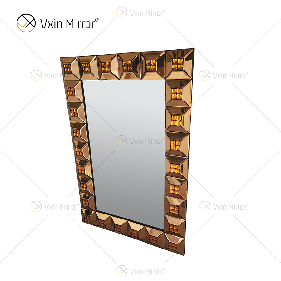 Hot Sale WXM-1118 Wall Decoration Brown Luxury Wall Unique 3d Mirror Wall Hanging Mirror