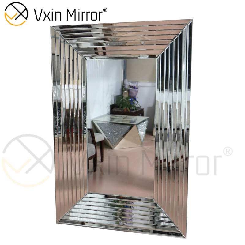 Design Wall Decoration WXM-1529 Mirrored Wall Art Silver Rectangle Wall Hanging Mirror