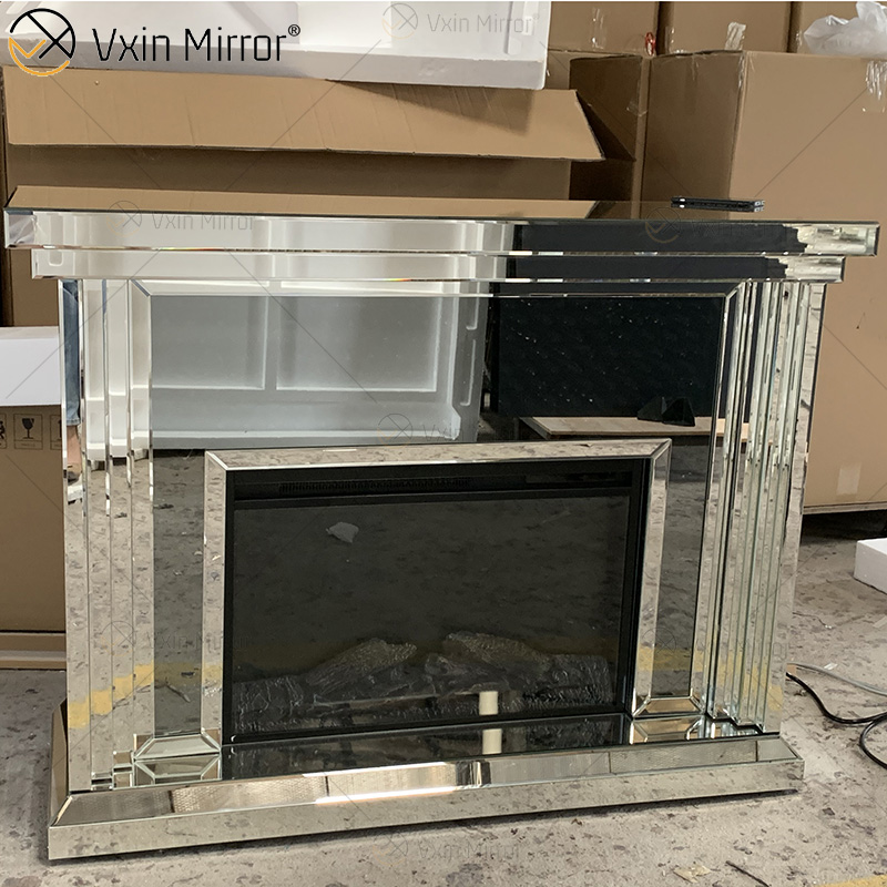Tunnel Infinity Lights WXWF-1097A Luxury Crystal Mirror Fireplace with LED Light Electric Mirrored Fireplace For Living Room