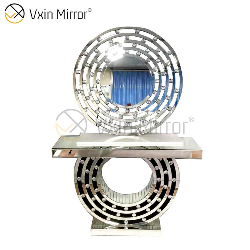 Most Popular Vxin Elegant Popular Furniture Silver Glass CC Console Table with Mirror Sets