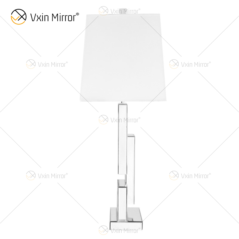 Factory Supply WXTL-001 Modern Silver 3D Table Mirror Lamp with Lampshade For Bedroom