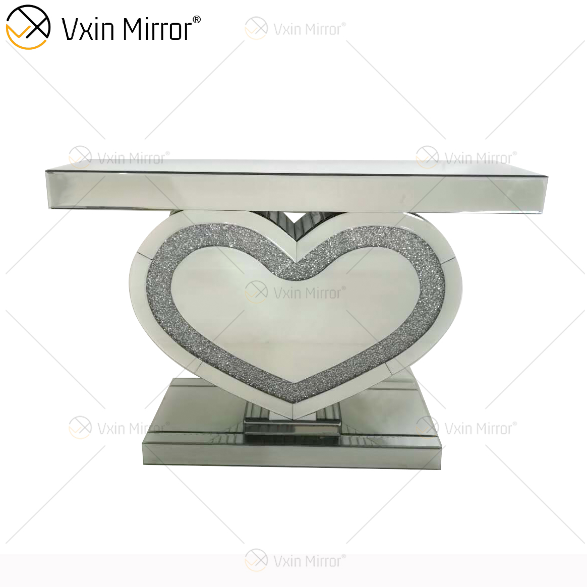 WXWF-513 Factory Price Wholesale Art Deco Antique With Curved Glass Console Table