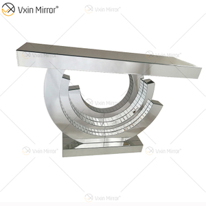 Multi Color High Quality WXF-542 Elegant Plaid Semi-Circle Glass Console Table