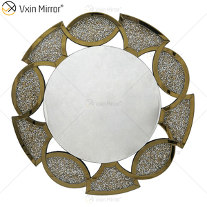 Gold Factory Supply Home Decor Round 3 Colors Diamond Crush Mirror Wall Sticker