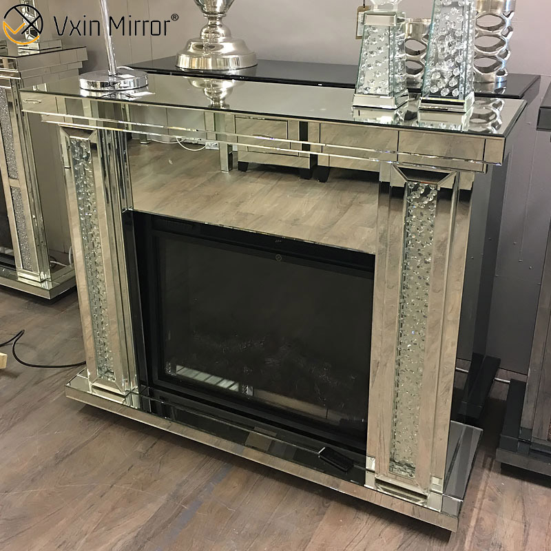 Hot Sell 2020 WXWF-043 Crushed Diamond Mirror Fireplace with Hot Wind Insert