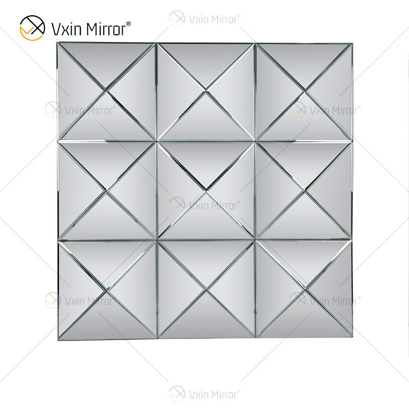 Wall Decora Silver 3D Elegant Square Silver Wall Hanging Mirror Wall Art Home Decor for Living Room Furniture WXM-1151