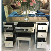 Hot Sell Modern WXF-125 &126 Silver Mirrored Dressing Table 7 Drawers with Disassembly Stool