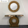 Factory Supply Vxin Luxury Crystal Glass Brown Console Table With Mirror