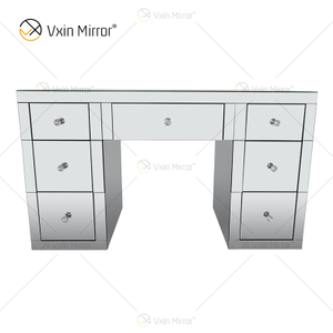 Factory Supply WXF-125 Modern Silver Mirrored Corner Dressing Table Chest Of Drawers