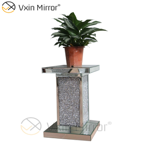 Living Room Decor Vxin WXWF-723 Modern Side Table Silver Crushed Diamond End Table
