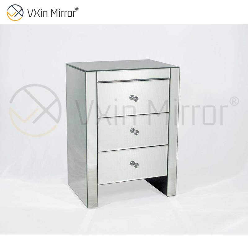 Modern Bedroom Furniture Mirrored Bedside Table with Drawers Customized For Sofas WXF-031