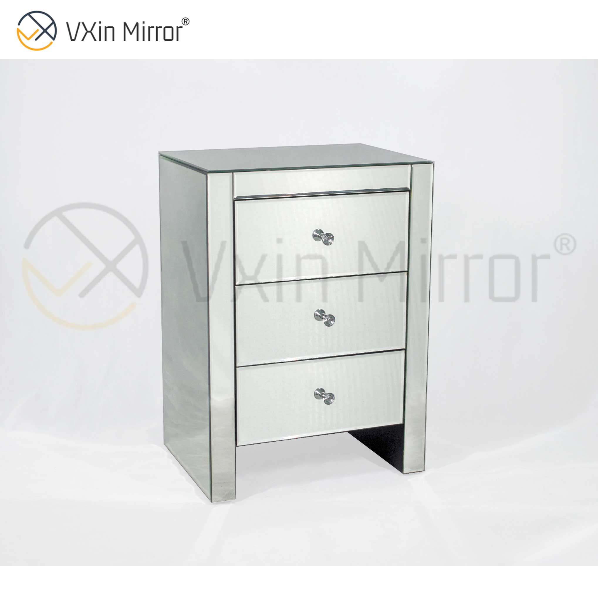 Modern Bedroom Furniture Mirrored Bedside Table with Drawers Customized For Sofas WXF-031