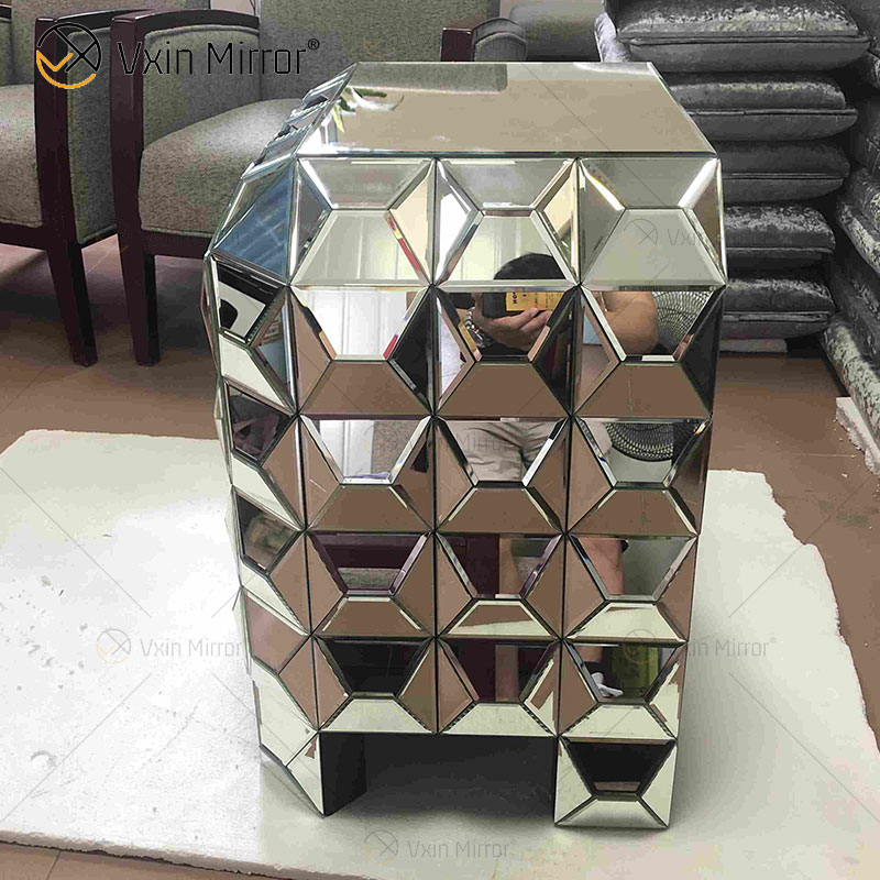 New Design Home Decor Sofas End Table Silver Furniture Mirror Bedside Table WXWF-1026