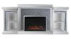 Ornate Berlin Furniture Crushed Diamond Silver Mirrored Fireplace TV Stands Cabinet With Core
