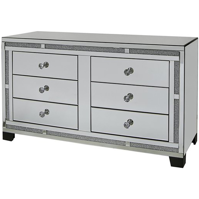 Cheap WXWF-691 Living Room Furniture Mirror Storage Cabinet with 6 Drawers Silver Crush Diamond Cabinet