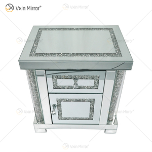 Vxin Mirror WXWF-144 Mirrored Furniture Nightstand Mirrored Bedside Table Cabinet Bedside Table with 2 Drawers